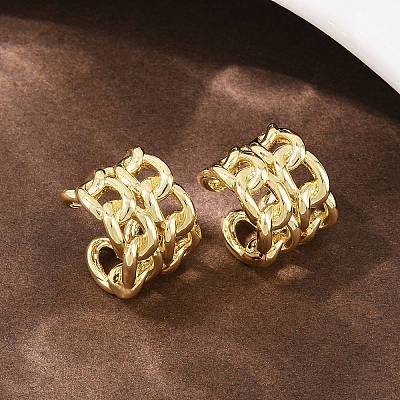 Brass Cuff Earrings LS-EJEW-C159-02G-1