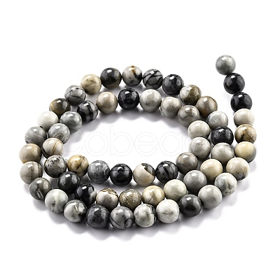 Round Natural Polychrome Jasper/Picasso Stone/Picasso Jasper Beads Strands X-G-O199-03A-1