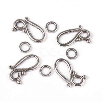 Tibetan Style Alloy Hook and Eye Clasps PALLOY-E436-56AS-NR-1