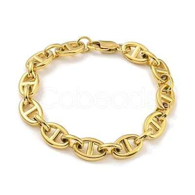 Ion Plating(IP) 304 Stainless Steel Oval Link Chain Bracelets BJEW-D030-11A-G-1