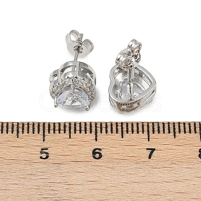 Brass Micro Pave Clear Cubic Zirconia Stud Earrings EJEW-Z128-01P-02-1