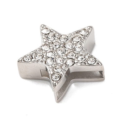 304 Stainless Steel Rhinestone Slide Charms STAS-P421-04C-P-1