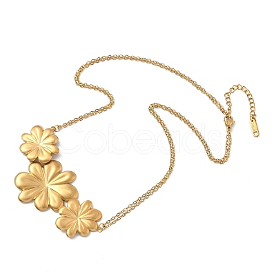 Triple Flower 304 Stainless Steel Bib Necklaces for Women NJEW-G173-03G-1