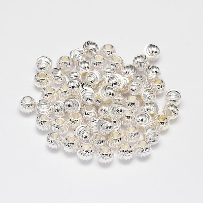 Rack Plating Brass Corrugated Round Spacer Beads KK-I600-6mm-S-RS-1