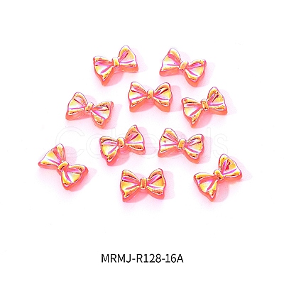 Electroplated Bowknot Resin Cabochons MRMJ-R128-16A-1