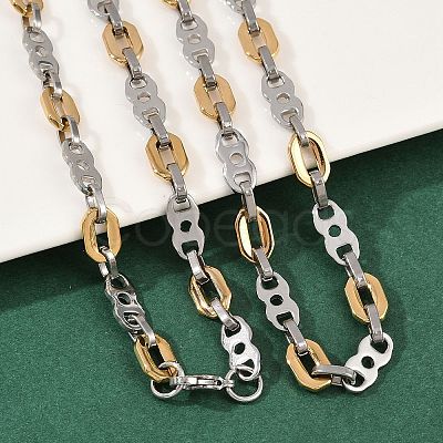 201 Stainless Steel 8 & Oval Link Chain Necklaces for Women NJEW-B143-03GP-1