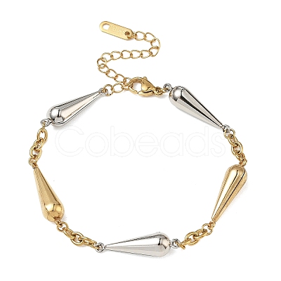 Two Tone 304 Stainless Steel Link Bracelets for Women BJEW-A169-02GP-1