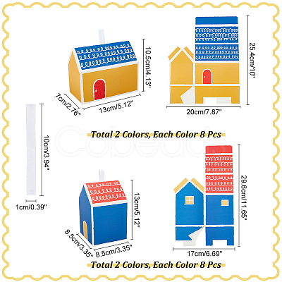 Nbeads 32Pcs 4 Styles House Shaped Cardboard Paper Foldable Gift Boxes CON-NB0002-23-1