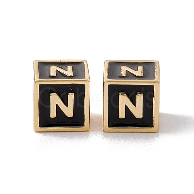 Rack Plating Brass Enamel Beads KK-B060-04G-01N-1