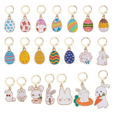Easter Rabbit & Egg Alloy Enamel Locking Stitch Markers HJEW-GO00108-1