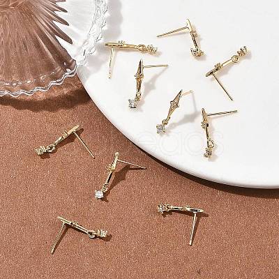SHEGRACE Brass Micro Pave Cubic Zirconia Stud Dangle Earrings XGRQ4N692-723G-1
