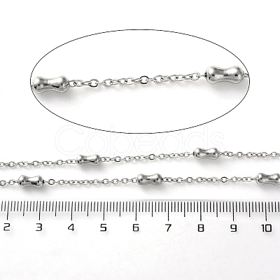 304 Stainless Steel Cable Chains with Beads CHS-F020-05P-1