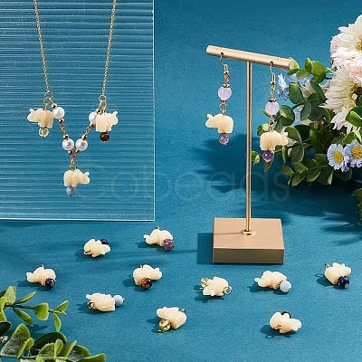 50Pcs Opaque Resin and Natural Mixed Stone Pendants FIND-HY0001-37-1
