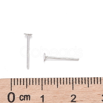 925 Sterling Silver Flat Pad Stud Earring Findings STER-K167-045B-S-1