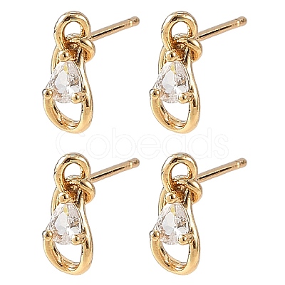 SHEGRACE Teardrop Brass Micro Pave Clear Cubic Zirconia Stud Earrings XGRQ4N543-701G-1