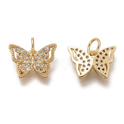 Brass Micro Pave Clear Cubic Zirconia Charms ZIRC-B002-47-1