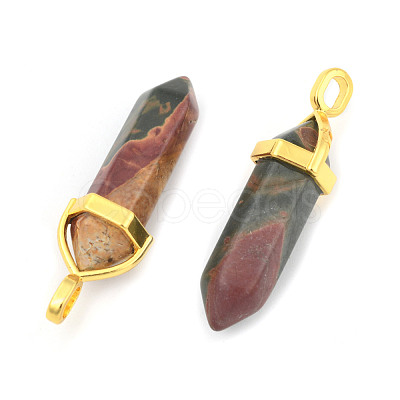 Natural Polychrome Jasper/Picasso Stone/Picasso Jasper Bullet Double Terminated Pointed Pendants G-G902-B26-1