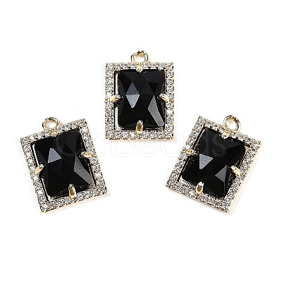 Natural Obsidian Faceted Rectangle Pendants G-I375-05G-05-1