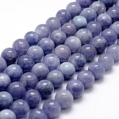Natural White Jade Imitation Aquamarine Beads Strands G-F364-15-10mm-1
