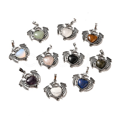 Natural & Synthetic Mixed Gemstone Heart Pendants KK-K331-01AS-1