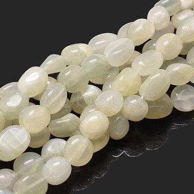 Nuggets Natural White Moonstone Beads Strands X-G-J336-11-1