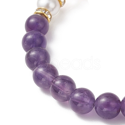 Natural Rose Quartz & Amethyst Beads Stretch Bracelets for Women BJEW-JB13193-01-1