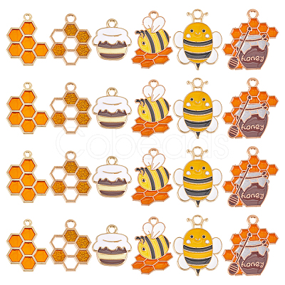 48Pcs 6 Styles Alloy Enamel Pendants ENAM-SC0005-50-1