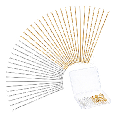100Pcs 2 Colors Brass Flat Head Pins KK-UN0003-99-1
