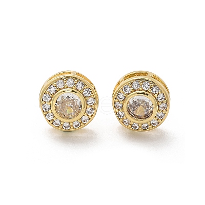 Brass Micro Pave Clear Cubic Zirconia Stud Earrings EJEW-Q015-10G-1
