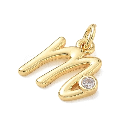 Brass Micro Pave Clear Cubic Zirconia Charms KK-D289-66G-M-1