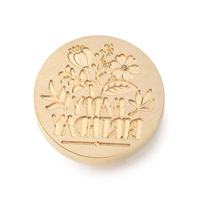 Golden Tone Wax Seal Brass Stamp Heads AJEW-U008-02G-06-1
