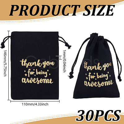 30Pcs Jute Cloth Drawstring Bags with Gold Stamping Thank You for Being ABAG-GO0001-05-1