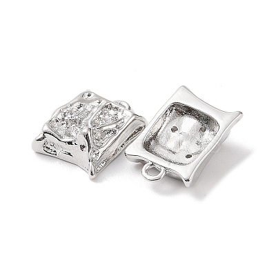 Brass Micro Pave Clear Cubic Zirconia Pendants KK-G491-19P-1
