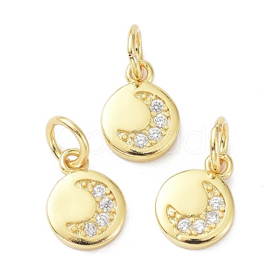 Brass Micro Pave Cubic Zirconia Charms ZIRC-C022-23G-1