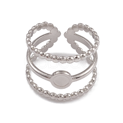 Non-Tarnish 304 Stainless Steel Triple Line Open Cuff Ring Findings RJEW-G285-32P-1