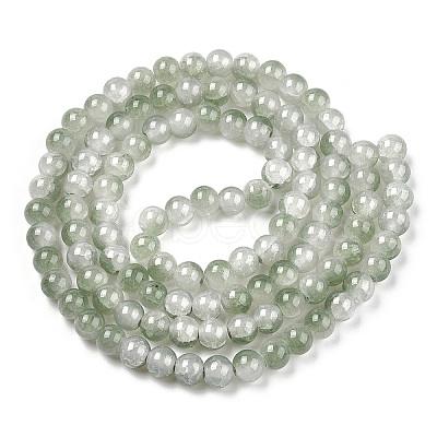 Crackle Baking Paint Imitation Jade Glass Beads Strands DGLA-T003-10mm-06-1