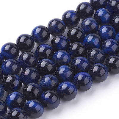 Natural Blue Tiger Eye Beads Strands X-G-G099-8mm-13-1