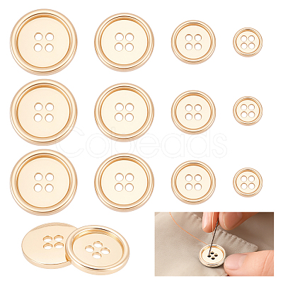 20Pcs 4 Styles 4-Hole Zinc Alloy Buttons BUTT-NB0002-12KCG-1