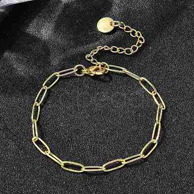 3.5MM Brass Paperclip Chain Bracelets BJEW-P358-01G-1