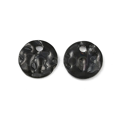304 Stainless Steel Textured Disc Charms STAS-Q336-11A-B-1