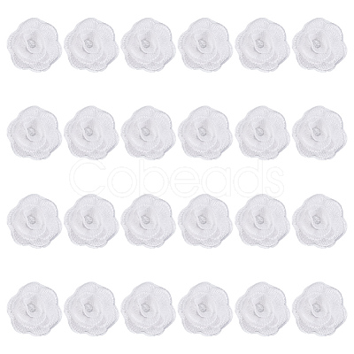 24Pcs 3D Rose Flower Polyester Computerized Embroidered Ornament Accessories DIY-HY0002-58-1