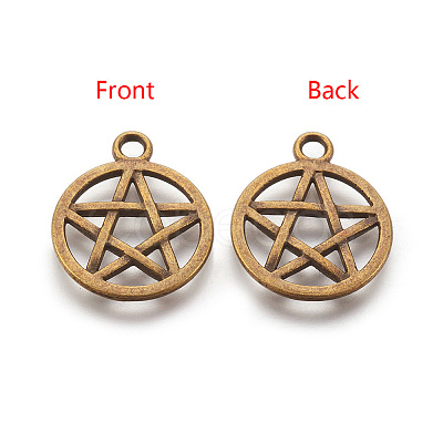 Tibetan Style Alloy Flat Round with Star Charms LS-TIBEP-5248-AB-FF-1