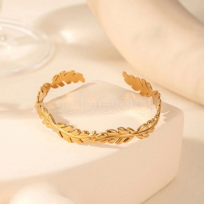304 Stainless Steel Cuff Bangles for Women BJEW-U032-10G-1