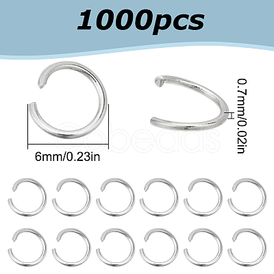 1000Pcs Tarnish Resistant 304 Stainless Steel Open Jump Rings STAS-LP0001-39P-04-1
