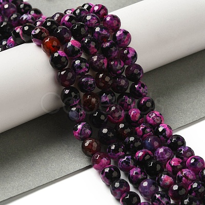 Dyed & Heated Natural Fire Crackle Agate Beads Strands G-P539-B01-07-1