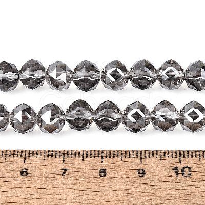 Electroplate Transparent Glass Round Beads Strands EGLA-T029-8mm-12T-03-1