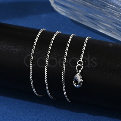 1mm Rack Plating Brass Curb Chain Necklaces for Women Men MAK-L044-26P-1