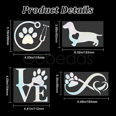 8 Sheets 4 Style Infinity Love & Bird Laser Style Plastic Adhesive Car Stickers STIC-GF0001-04A-1