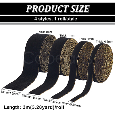 12M 4 Styles Single Face Velvet Ribbon OCOR-BC0006-45B-1