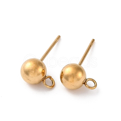 202 Stainless Steel Ball Stud Earring Findings STAS-F141-06G01-6mm-1